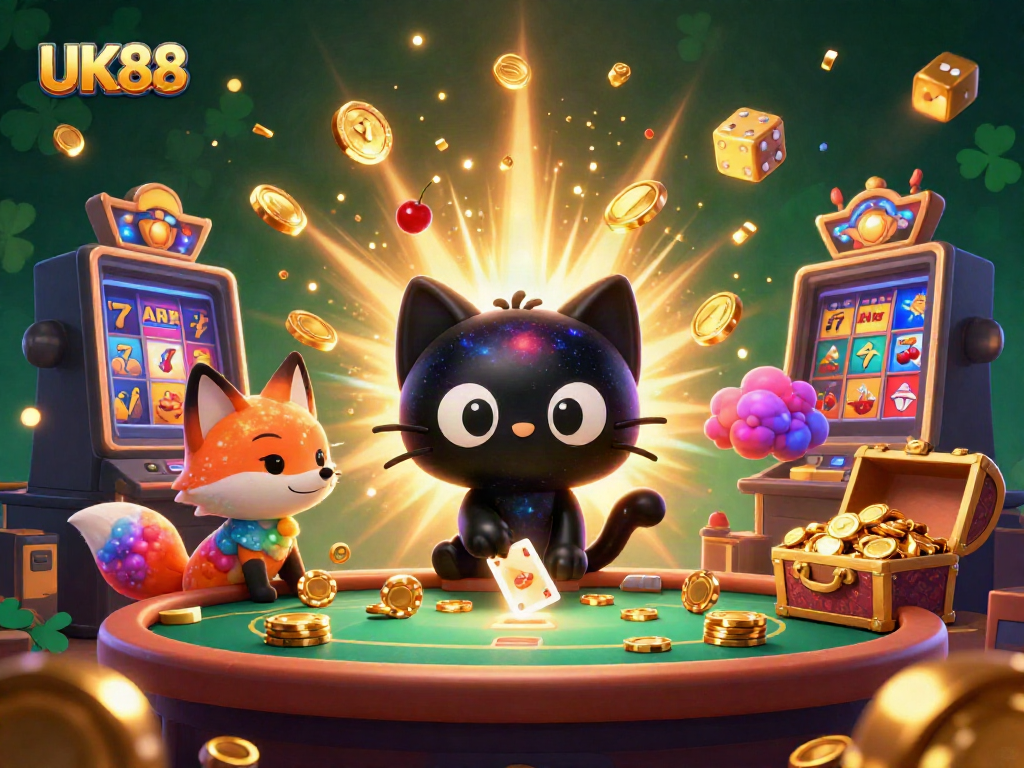 Engage with vibrant casino action at UK88, featuring cosmic characters and dynamic game elements.