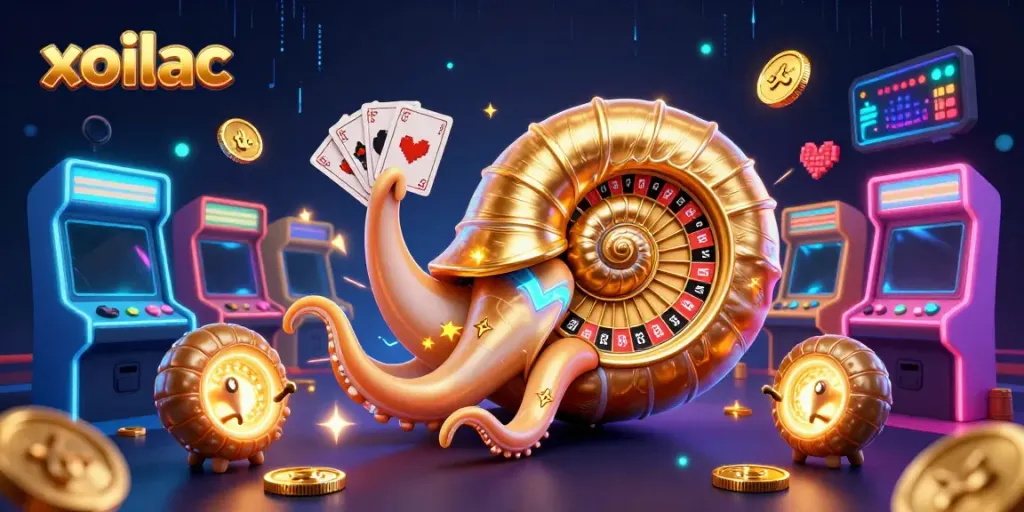 Experience excitement with xoilac’s vibrant gaming scene featuring a giant nautilus roulette wheel.