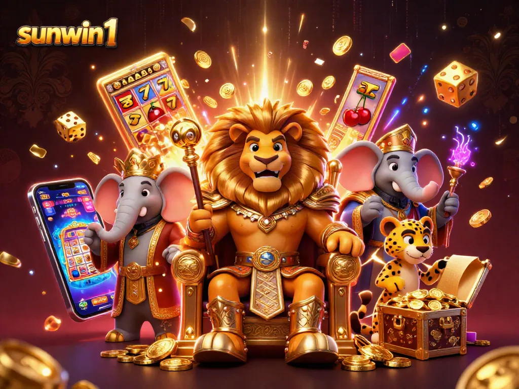 Engage in thrilling moments at sunwin1 with exciting slots and jackpot wins in a vibrant casino scene.