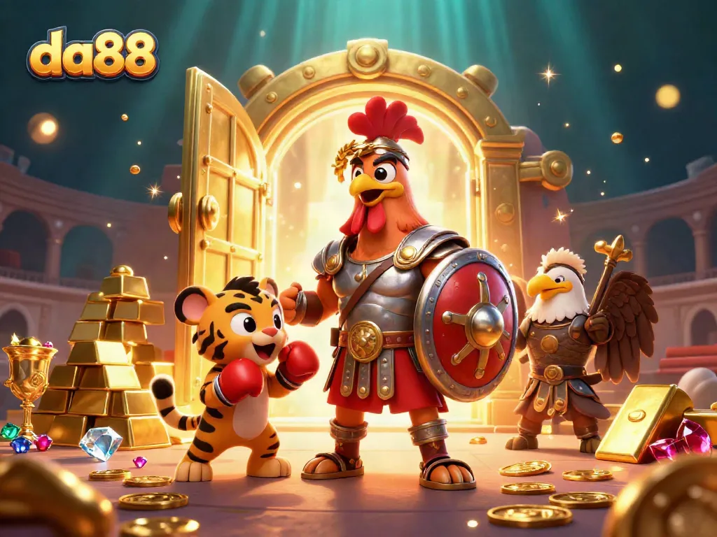 Bet on da88’s exhilarating games in a vibrant 3D illustration of glory and riches.