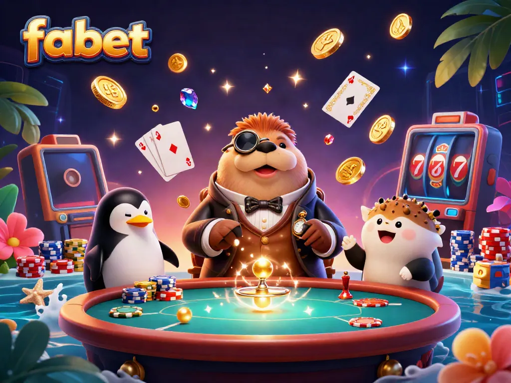 Experience thrilling poker action at fabet with a walrus in a Victorian outfit and friends