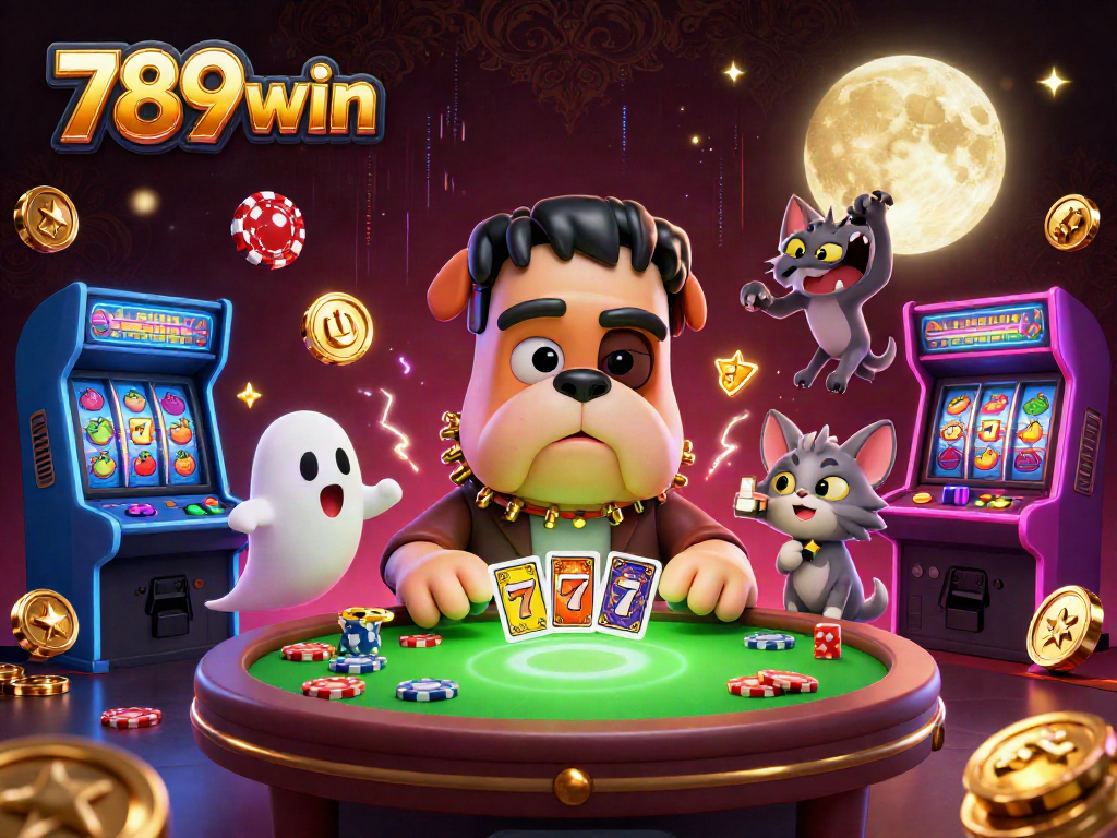 Engage in thrilling 789win casino games surrounded by vibrant 3D cartoon characters and colorful gaming elements.