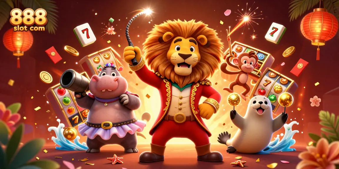 Experience the thrill of winning at 888slot com with vibrant slot reels, fruits, and engaging characters.