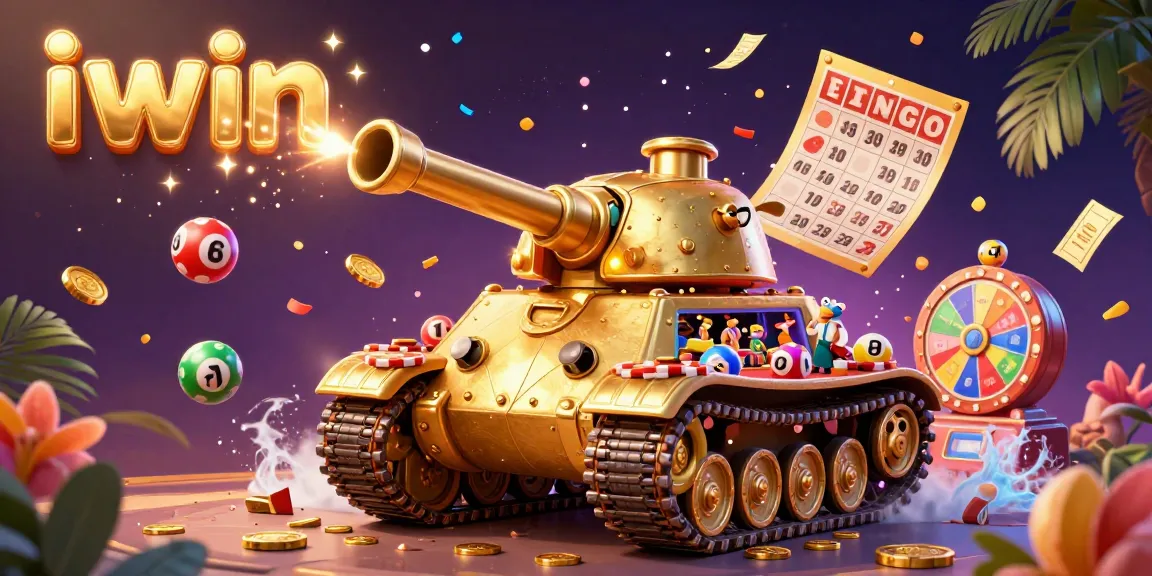 Enjoy vibrant iwin casino-themed illustration featuring a golden beetle tank revealing a mini casino and exciting game elements.