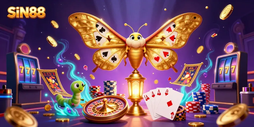Experience the immersive casino world of SIN88 with captivating 3D characters and vibrant gaming elements.