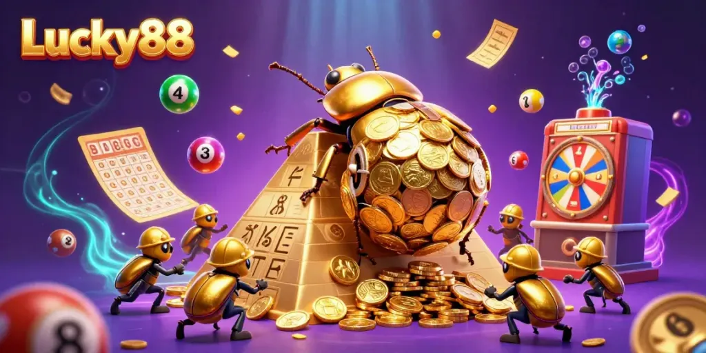 Engage in thrilling casino action with Lucky88, where vibrant lottery elements soar in celebration.