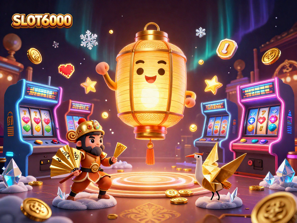 Experience the thrill of SLOT6000 with vibrant characters and dazzling casino graphics.
