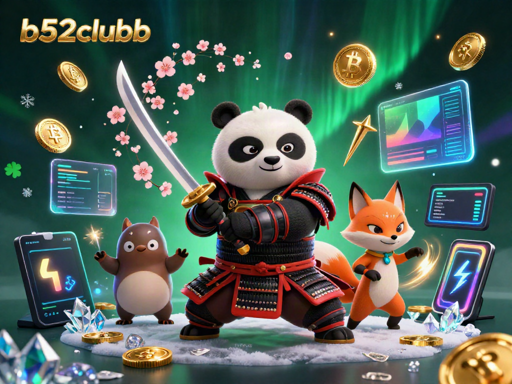 Engage with b52clubb's thrilling online gaming scene featuring samurai panda and ninja fox.