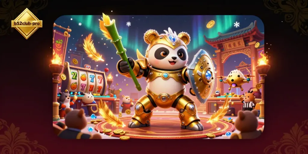 Engage in thrilling gameplay with b52club-pro at this vibrant casino-themed arena featuring dynamic scenes and characters.