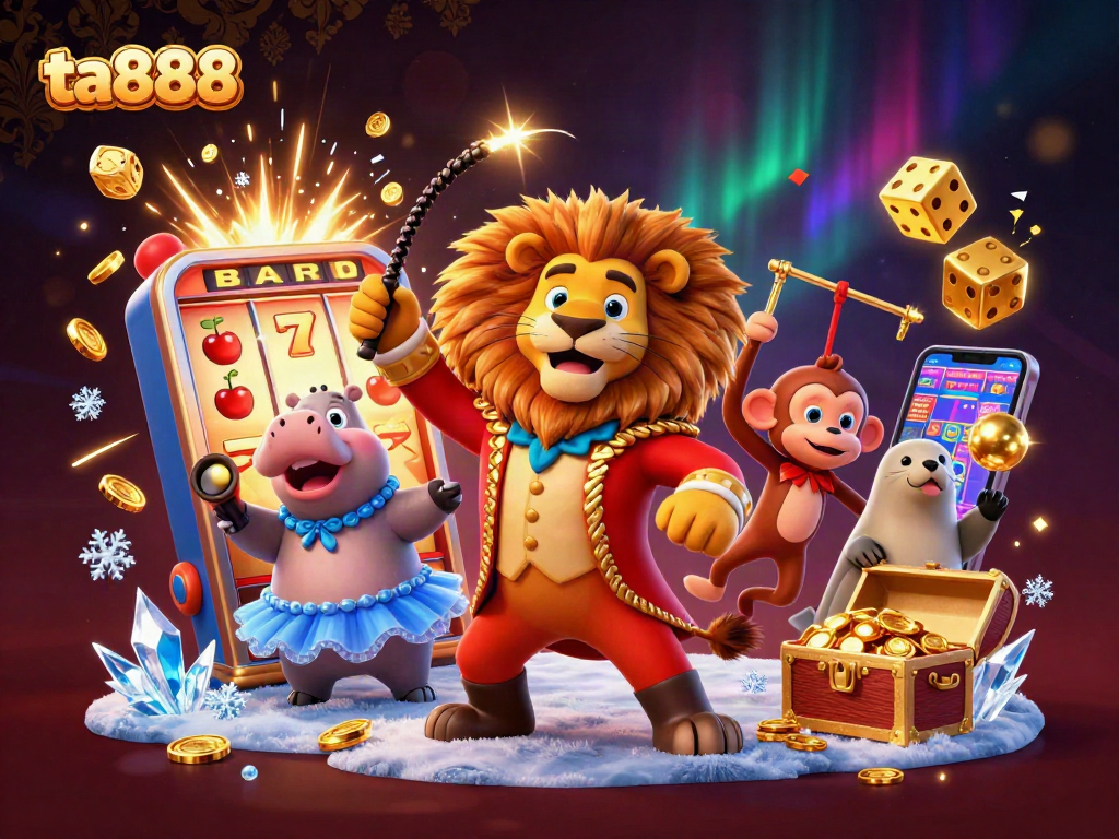 Experience thrilling wins at ta888 with dynamic slot machines, cartoon characters, and rich casino elements.