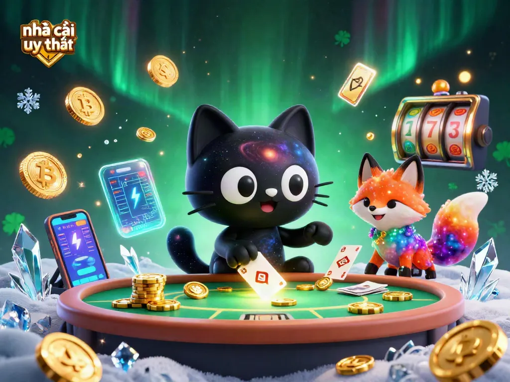 Engage with nhà cái uy tín at a cosmic table filled with fun gambling elements and characters.