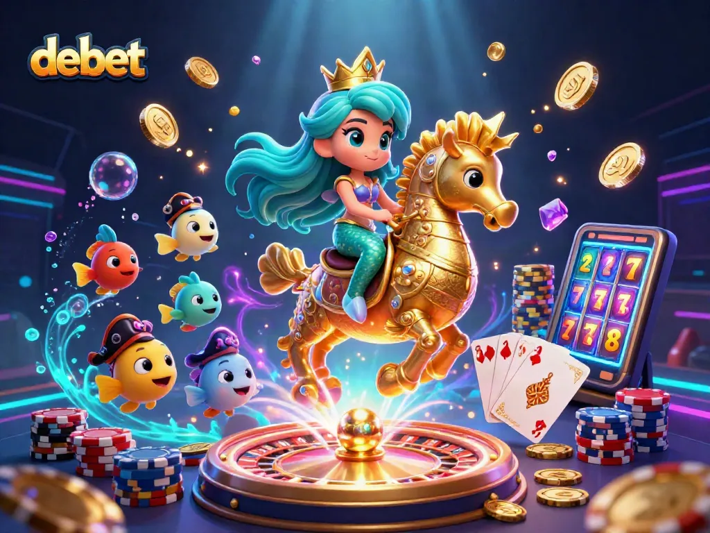 Experience the thrilling world of debet with a vibrant underwater casino scene full of excitement and jackpots.