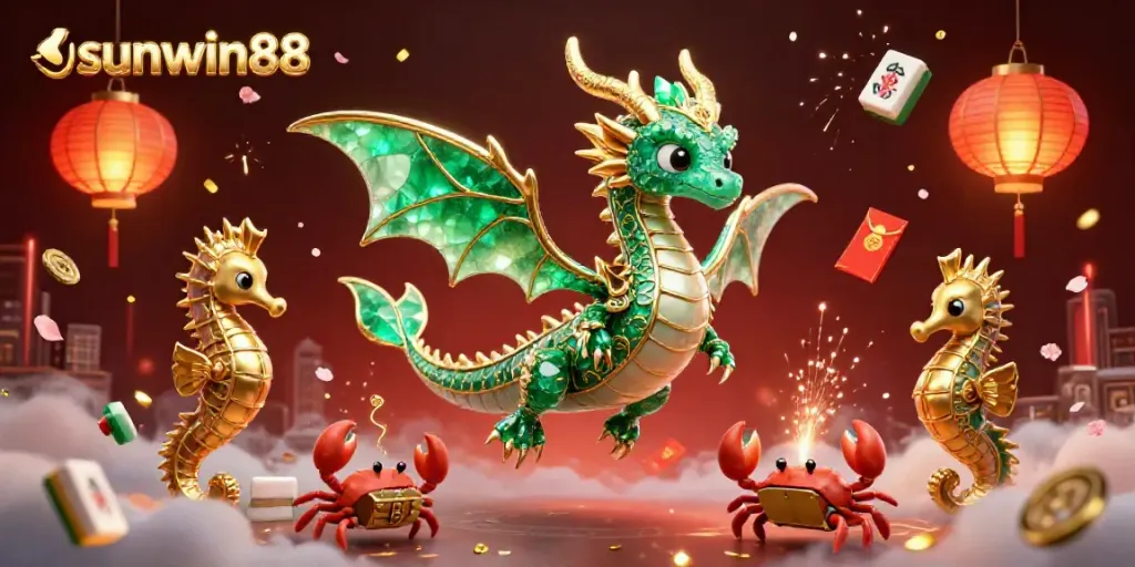 Experience the thrill of sunwin88 with a vibrant 3D sea dragon and interactive gaming elements.